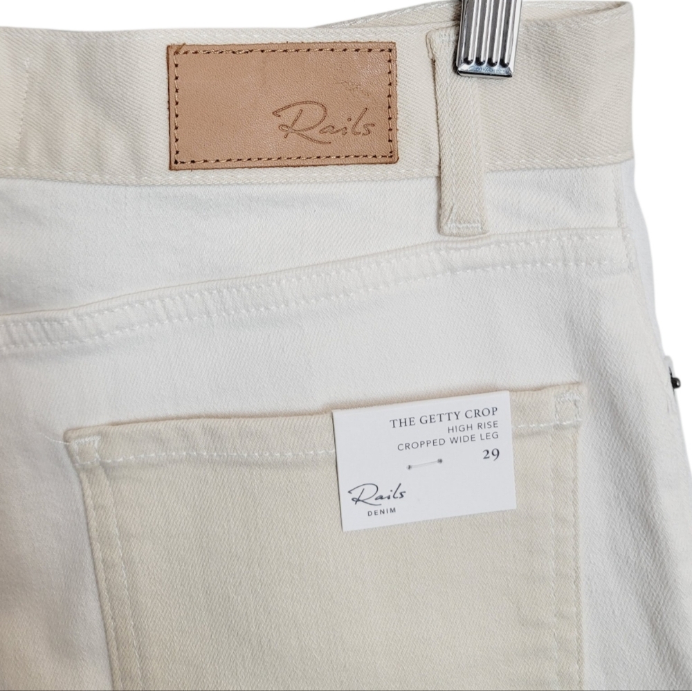 ๐๏ธ Rails Getty Crop Wide Leg Jeans in Ecru Patchwork - Picture 14 of 16